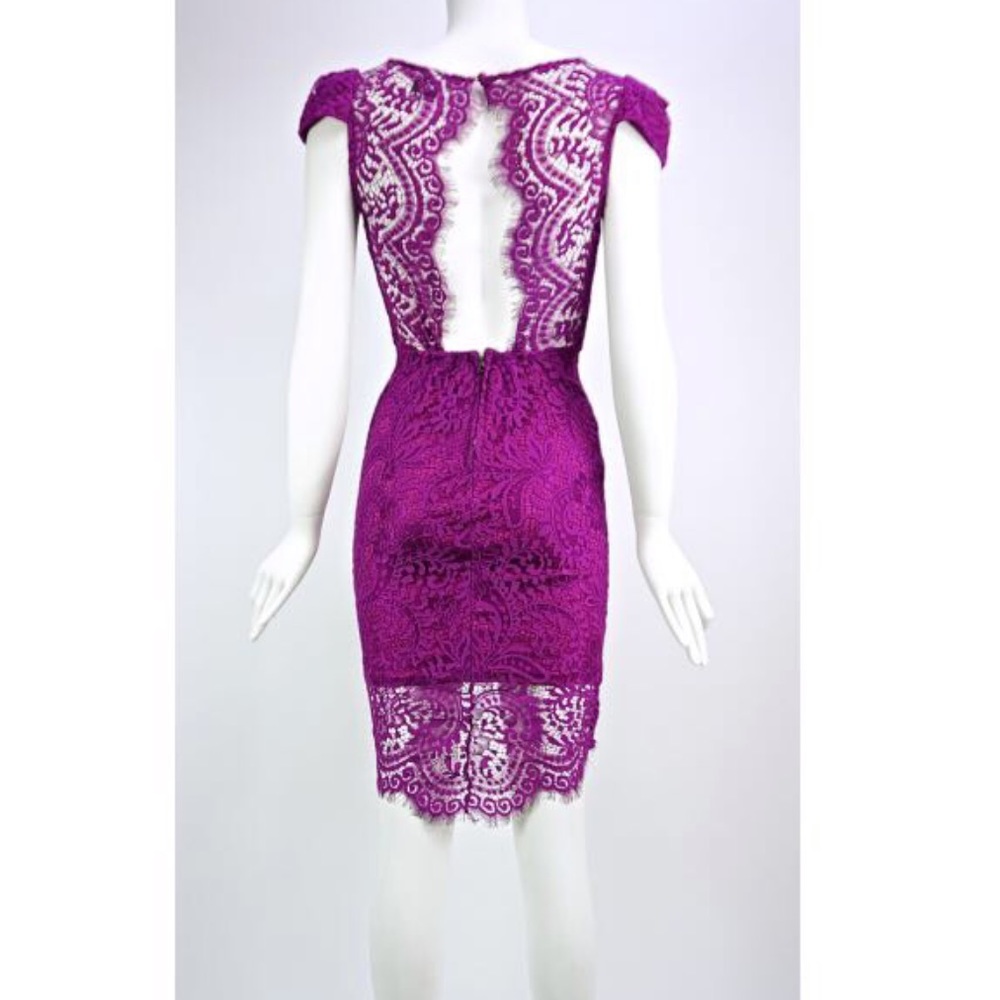 Purple Lace Open Back Dress
